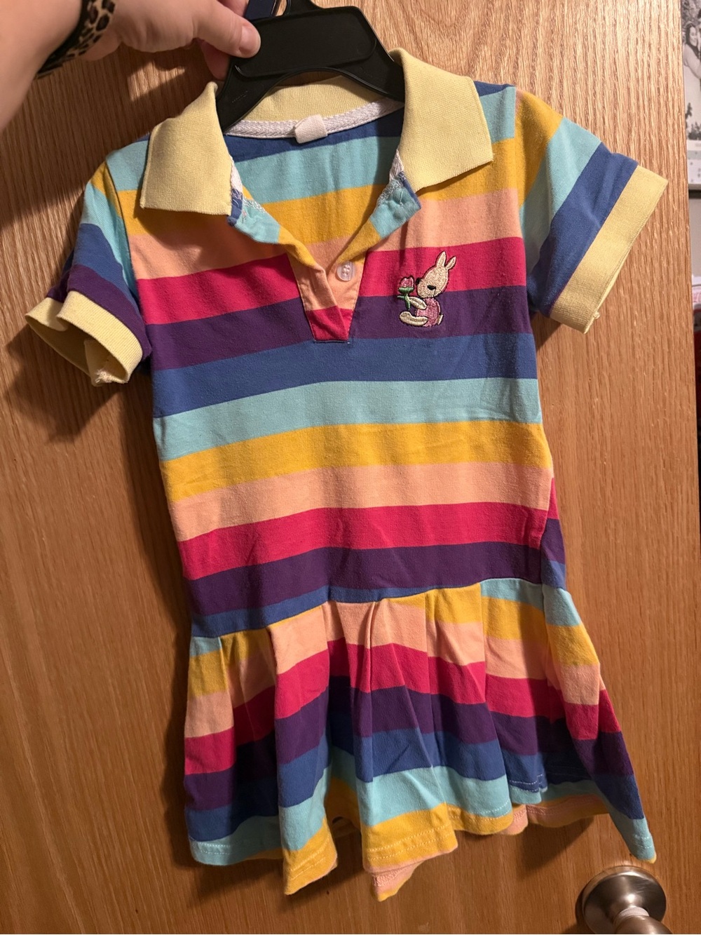 Girls' Rainbow Stripe Polo Dress - Yellow Collar